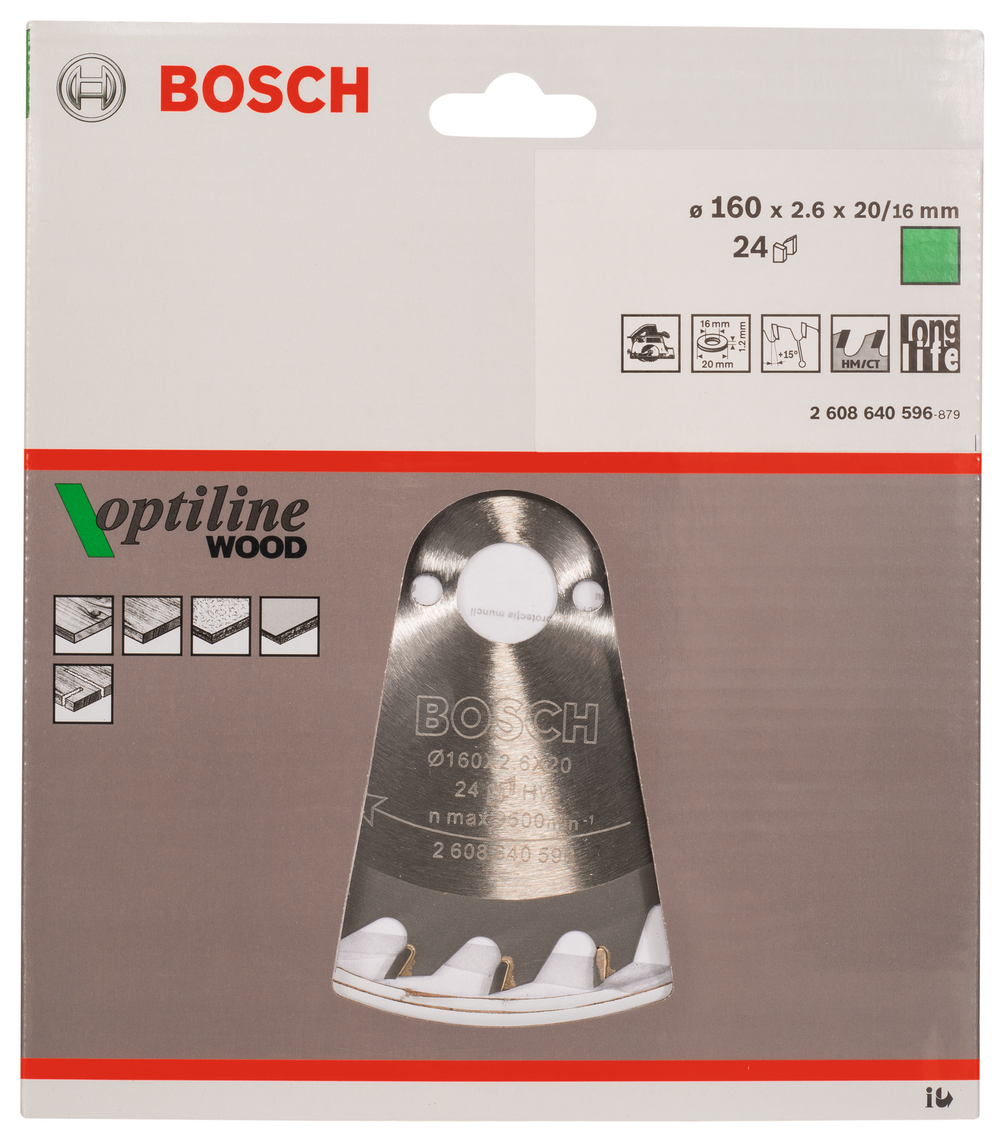 Pyörösahanterä Bosch PRO Wood 160x2,6x16/20mm T24