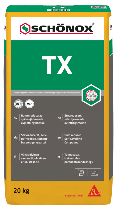 Lattialämmitystasoite Schönox TX Dust Reduced 20kg