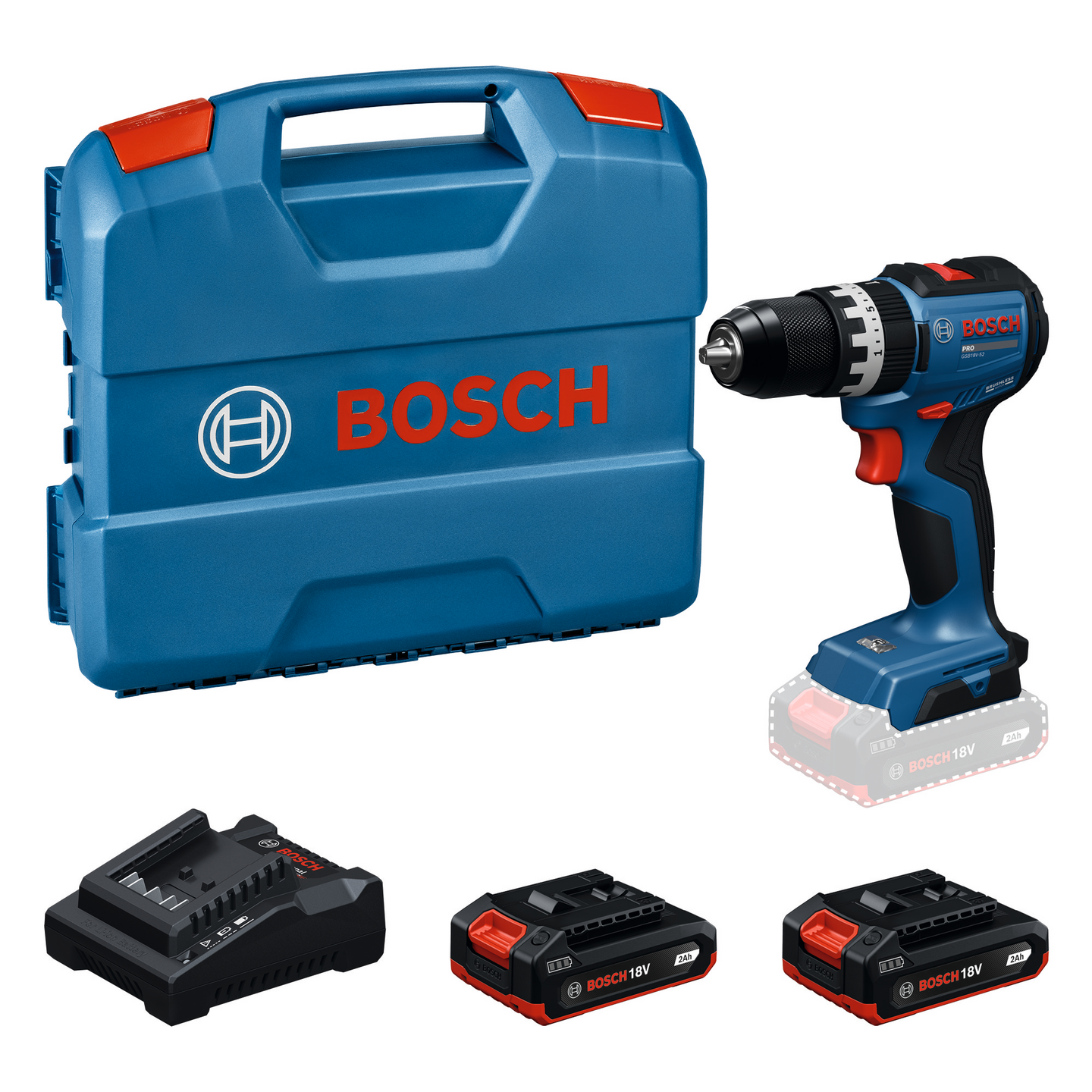 Akkuiskuporakone Bosch PRO GSB18V-52 2x2Ah L-Case