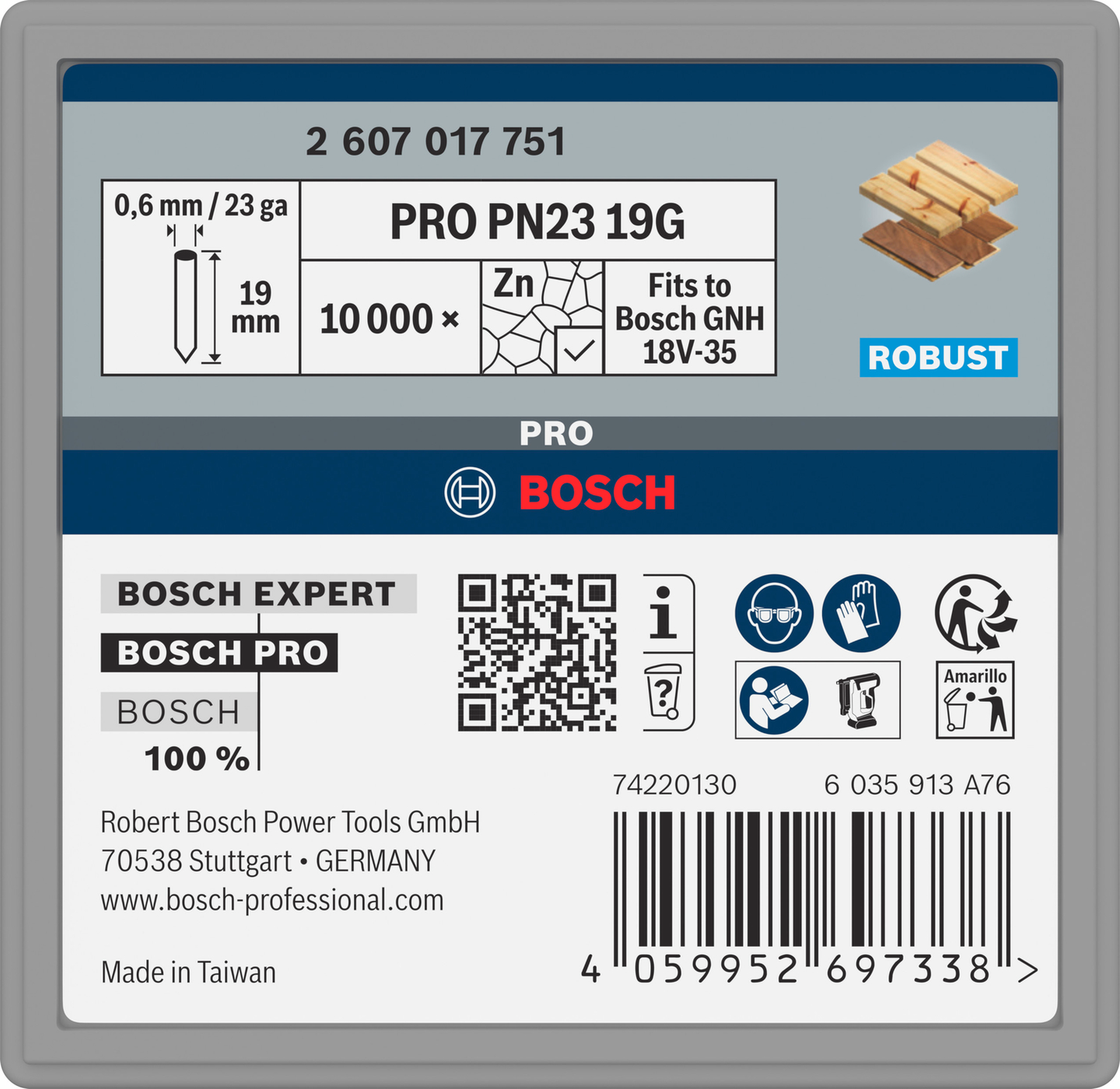 Pinninaula Bosch PRO PN23 G 0,65mm/23G 19mm galvanoitu 10000kpl