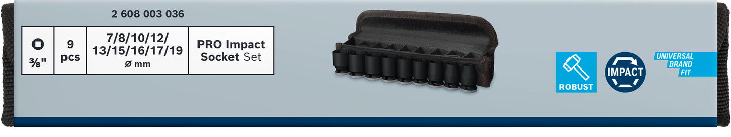 Hylsysarja Bosch PRO Impact Socket Set 3/8" standardi 9kpl