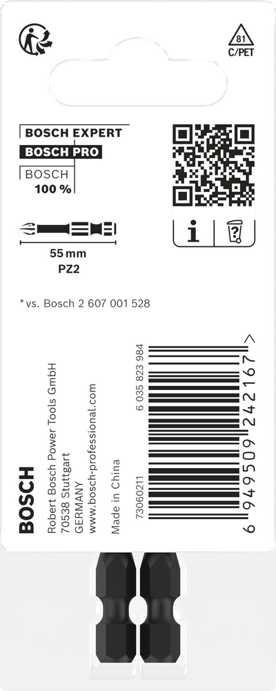 Ruuvauskärki Bosch PRO Pozidriv Impact, PZ2, 55 mm, 2 kpl