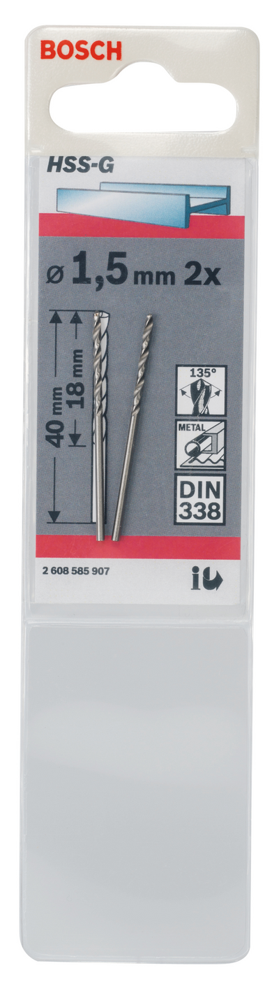 METALLBORR HSS-G S 1,5X40MM 2ST BOSCH