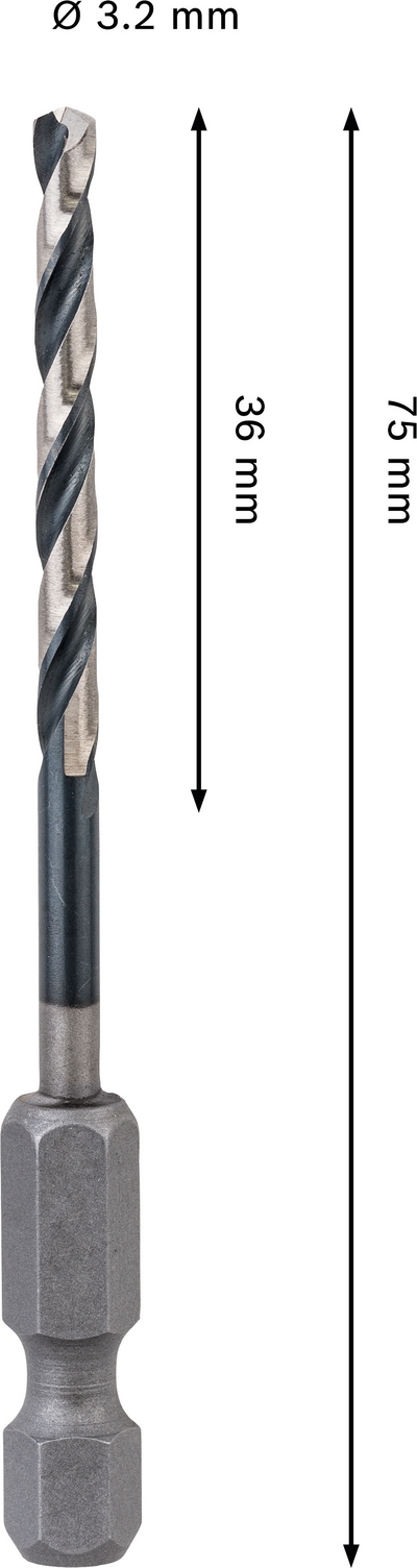 Iskevä metalliporanterä Bosch PRO HSS-G 3,2x36x75mm