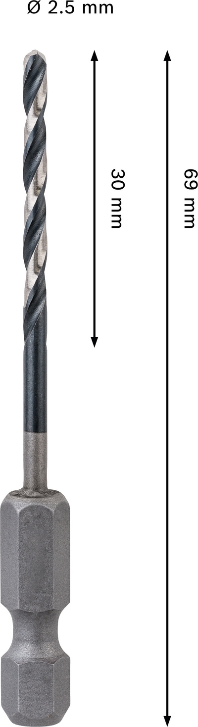 Iskevä metalliporanterä Bosch PRO HSS-G 2,5x30x69mm