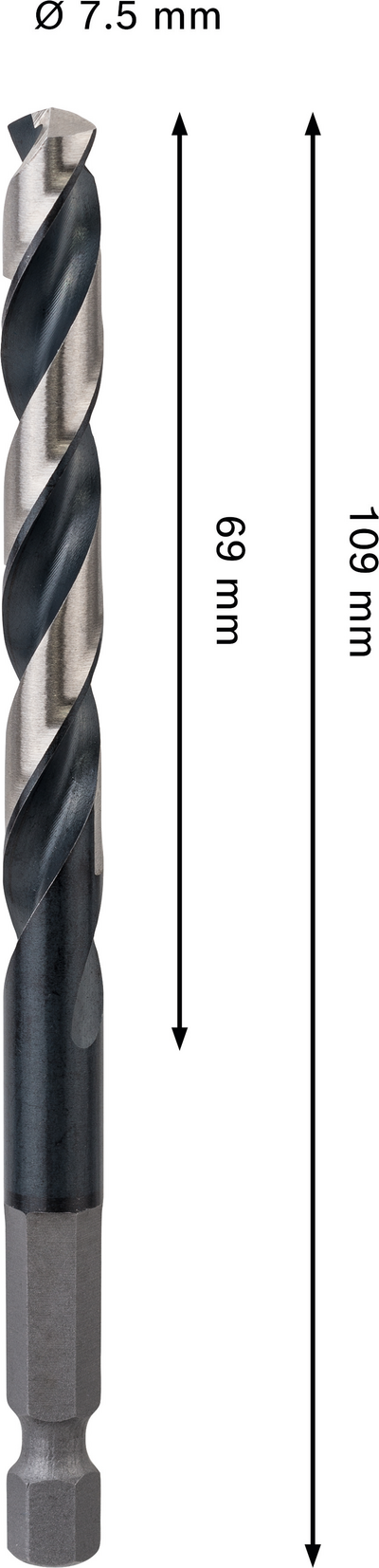 Iskevä metalliporanterä Bosch PRO HSS-G 7,5x69x109mm