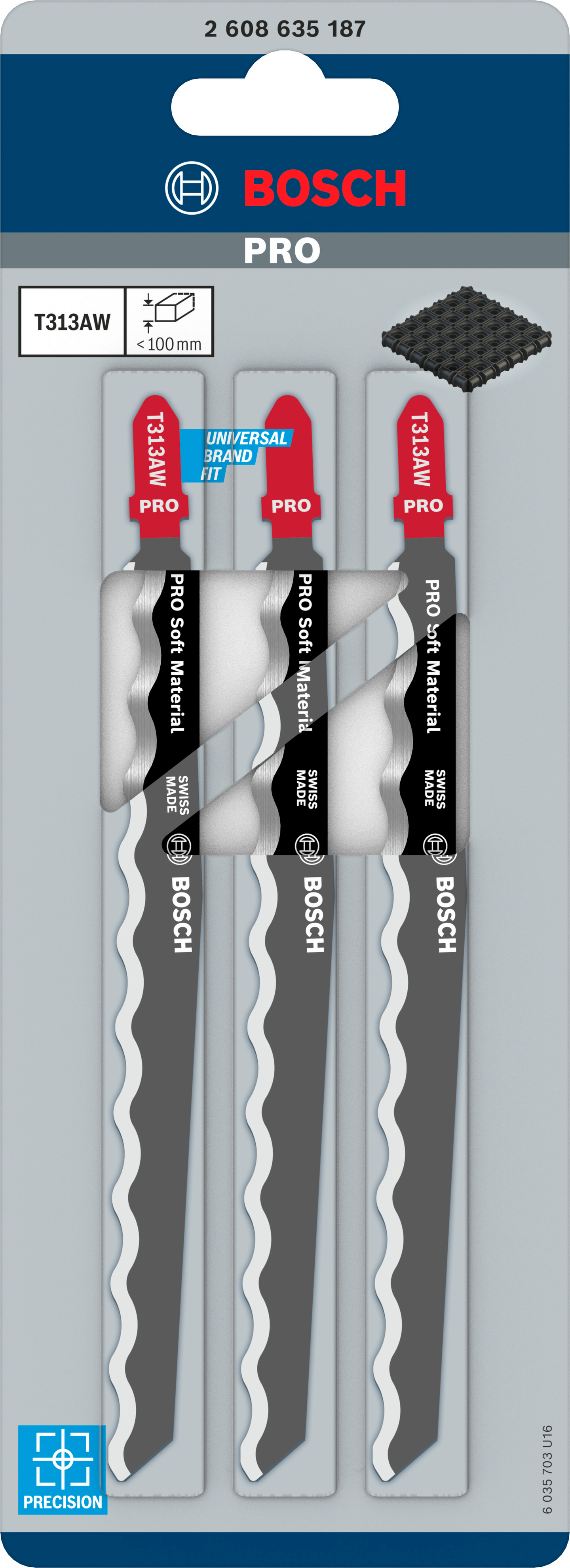 STICKSÅGBLAD BOSCH T313AW SPISS/ KNIV 3ST
