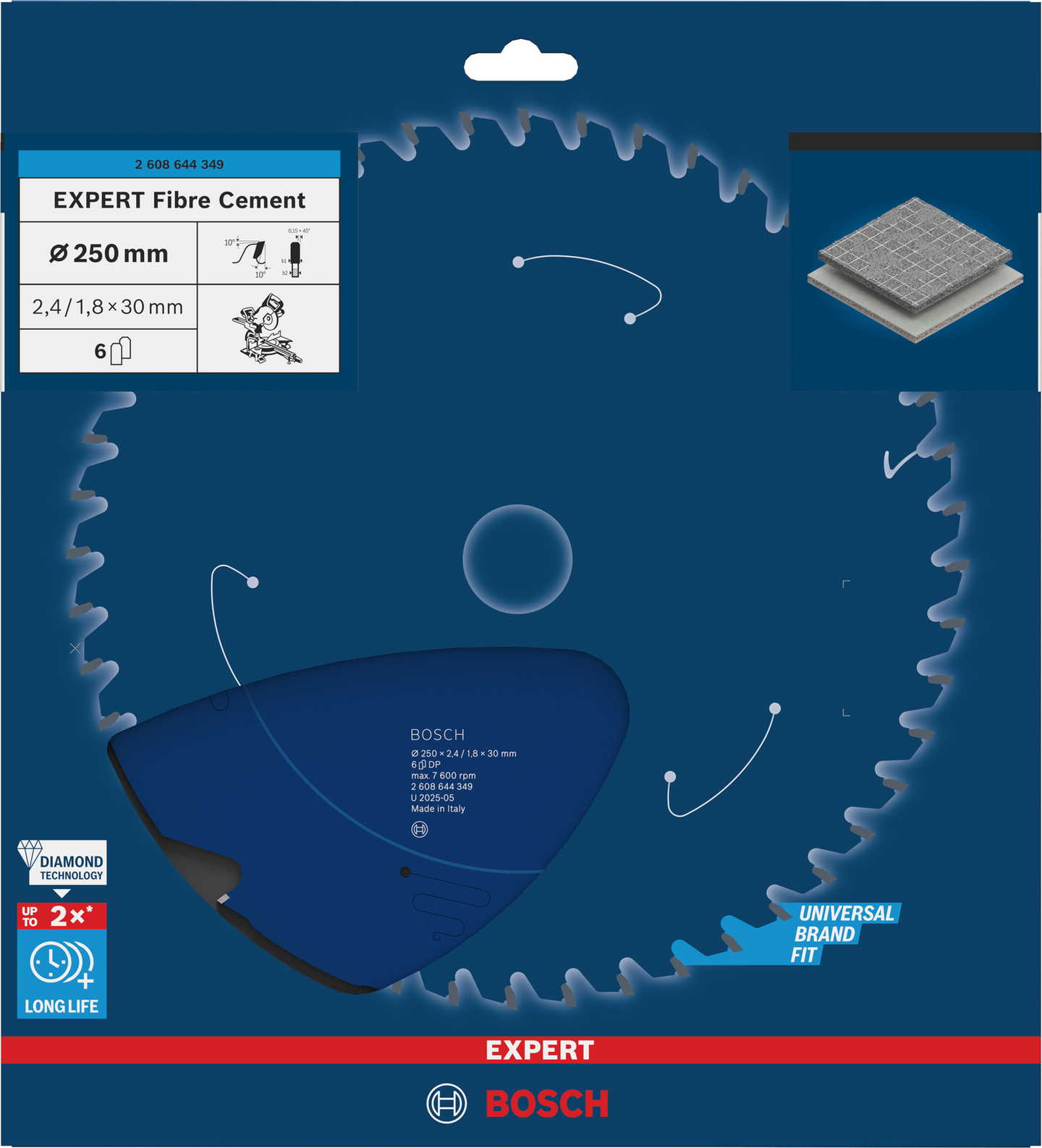 CIRKELSÅGKLINGA BOSCH EXP FIBER CE, 6T 250X30X2,4MM