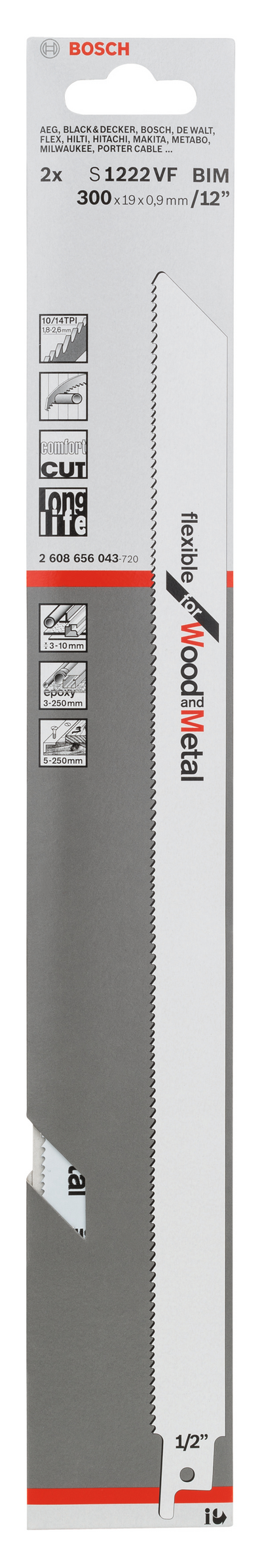 TIGERSÅGBLAD S1222VF 2ST TRÄ/METALL BOSCH