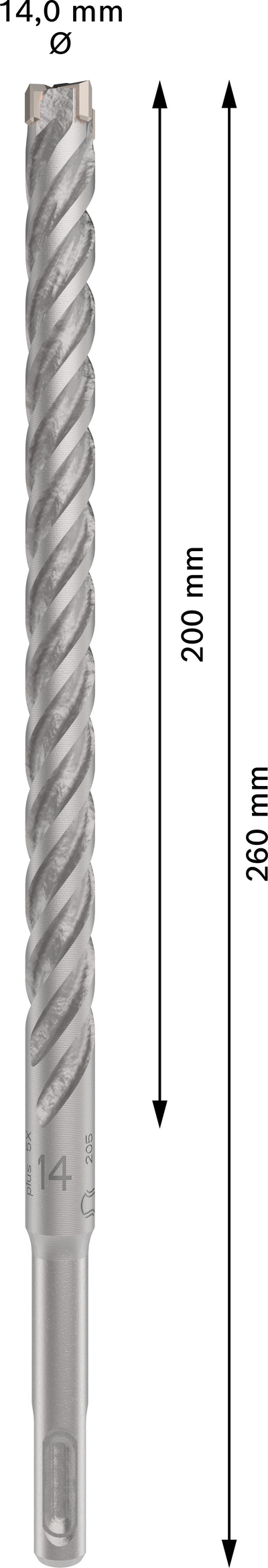 Poravasaranterä Bosch PRO SDS+ 5X 14x200x260mm