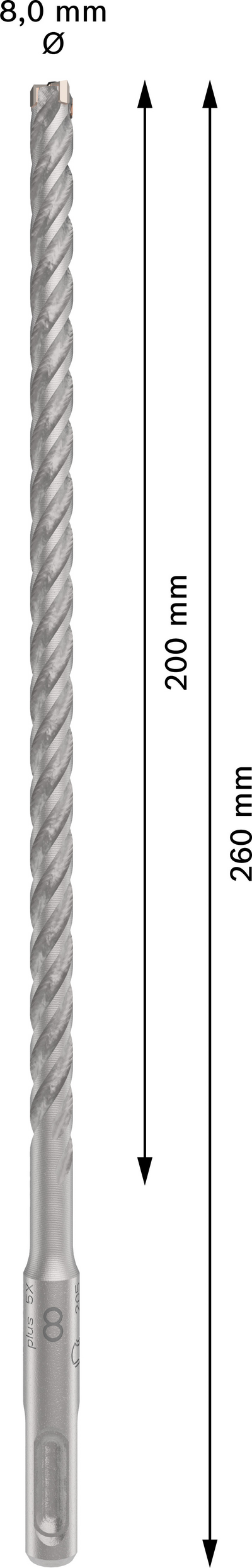 Poravasaranterä Bosch PRO SDS+ 5X 8x200x260mm