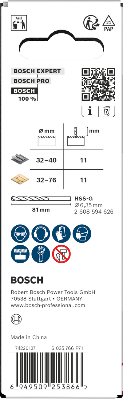 Reikäsahan adapteri Bosch 32-76x44mm 6,35mm kara
