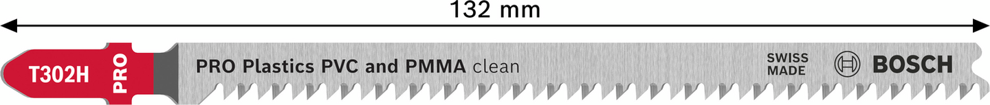 Pistosahanterä Bosch PRO Plastics PVC ja PMMA clean T302H 132mm 3kpl