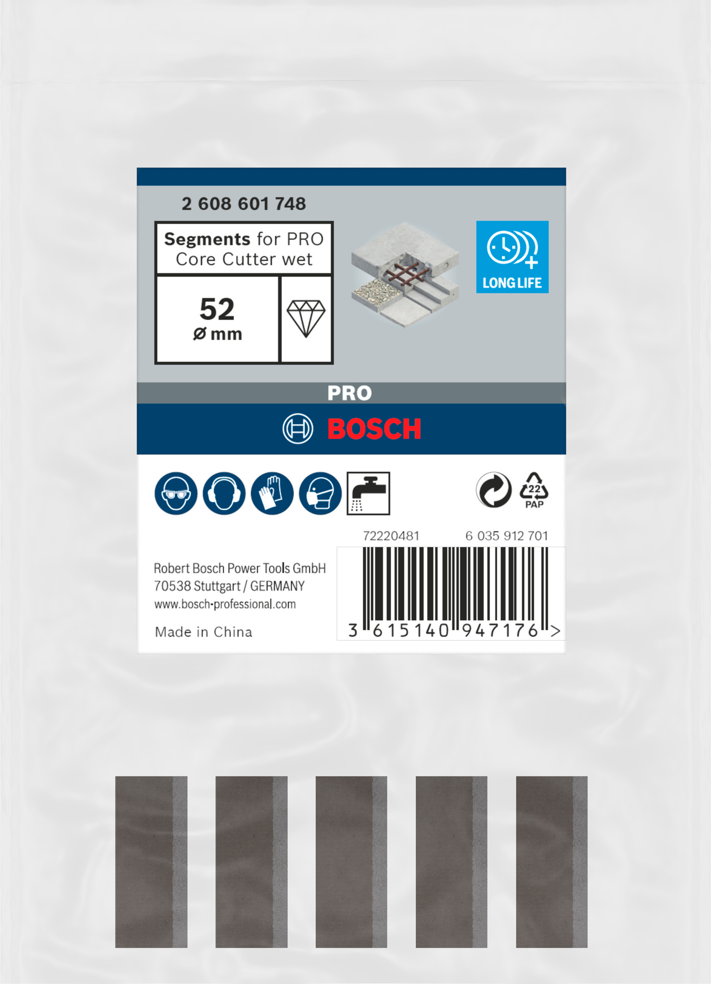 DIAMANTSEGMENT BOSCH VÅT PRO 52MM, 5ST