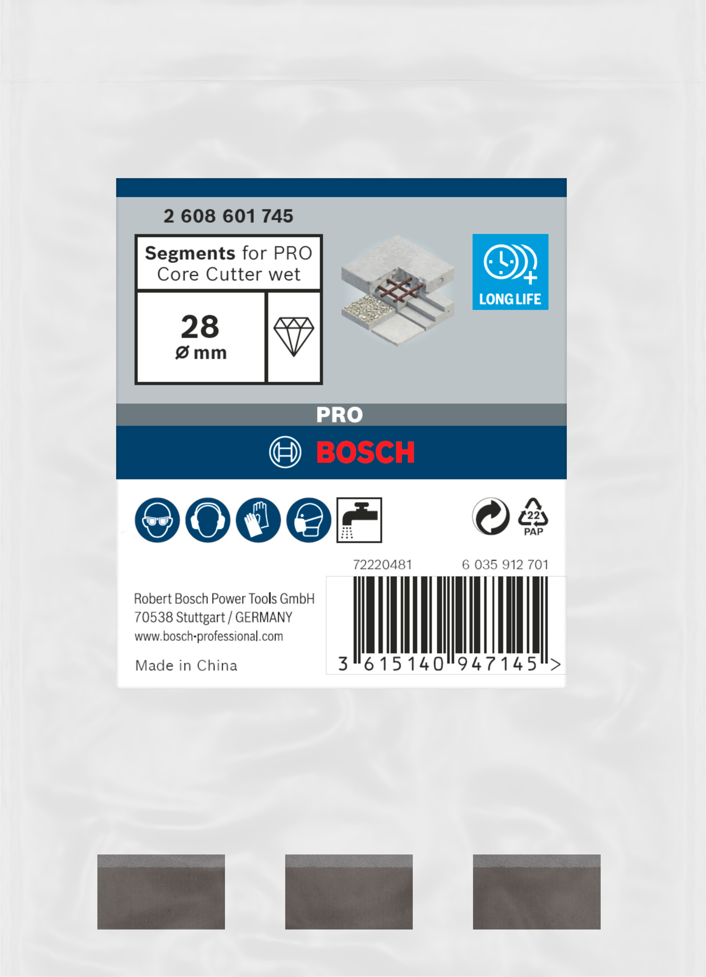 DIAMANTSEGMENT BOSCH VÅT PRO 28MM, 3ST