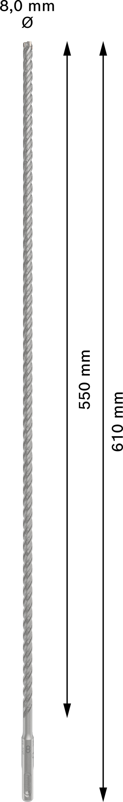 Poravasaranterä Bosch PRO SDS+ 5X 8x550x610mm