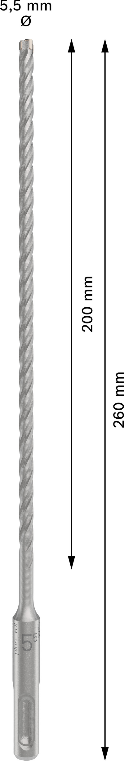 Poravasaranterä Bosch PRO SDS+ 5X 5,5x200x260mm