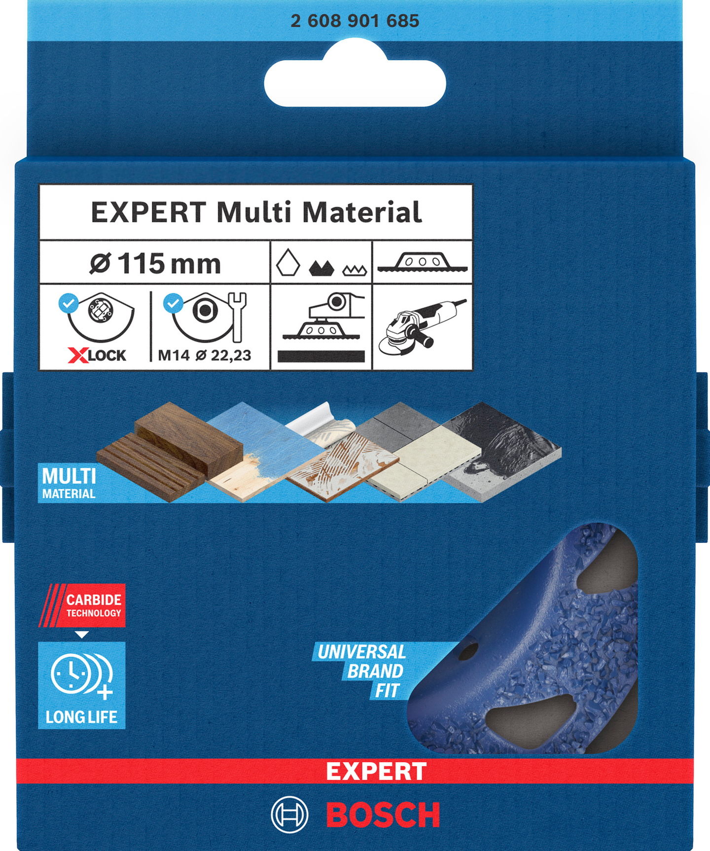 Kovametallihiomapää Bosch Expert Multi Material X-Lock 115mm suora keskikarkea