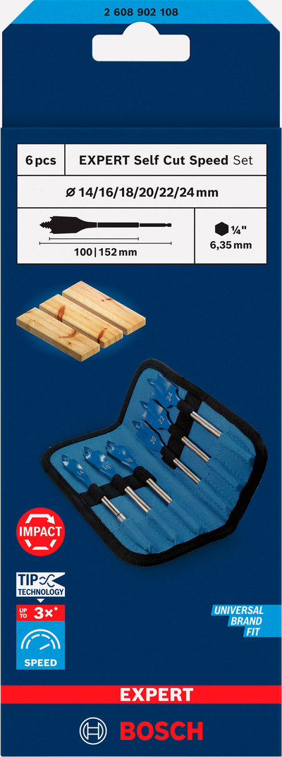 Lattapuuporanteräsarja Bosch EXPERT Self Cut Speed 14/16/18/20/22/24 6-osainen