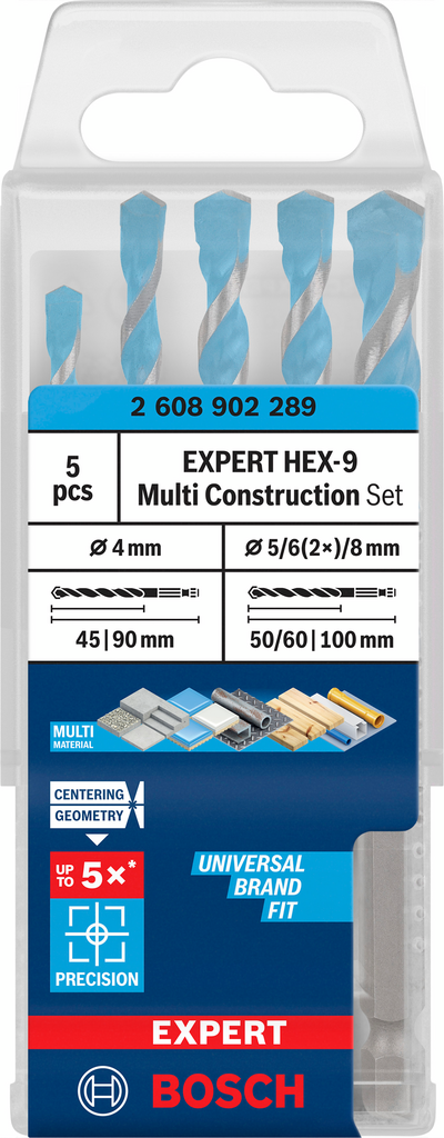 Poranteräsarja Bosch EXPERT HEX-9 Multi Construction 5-osainen