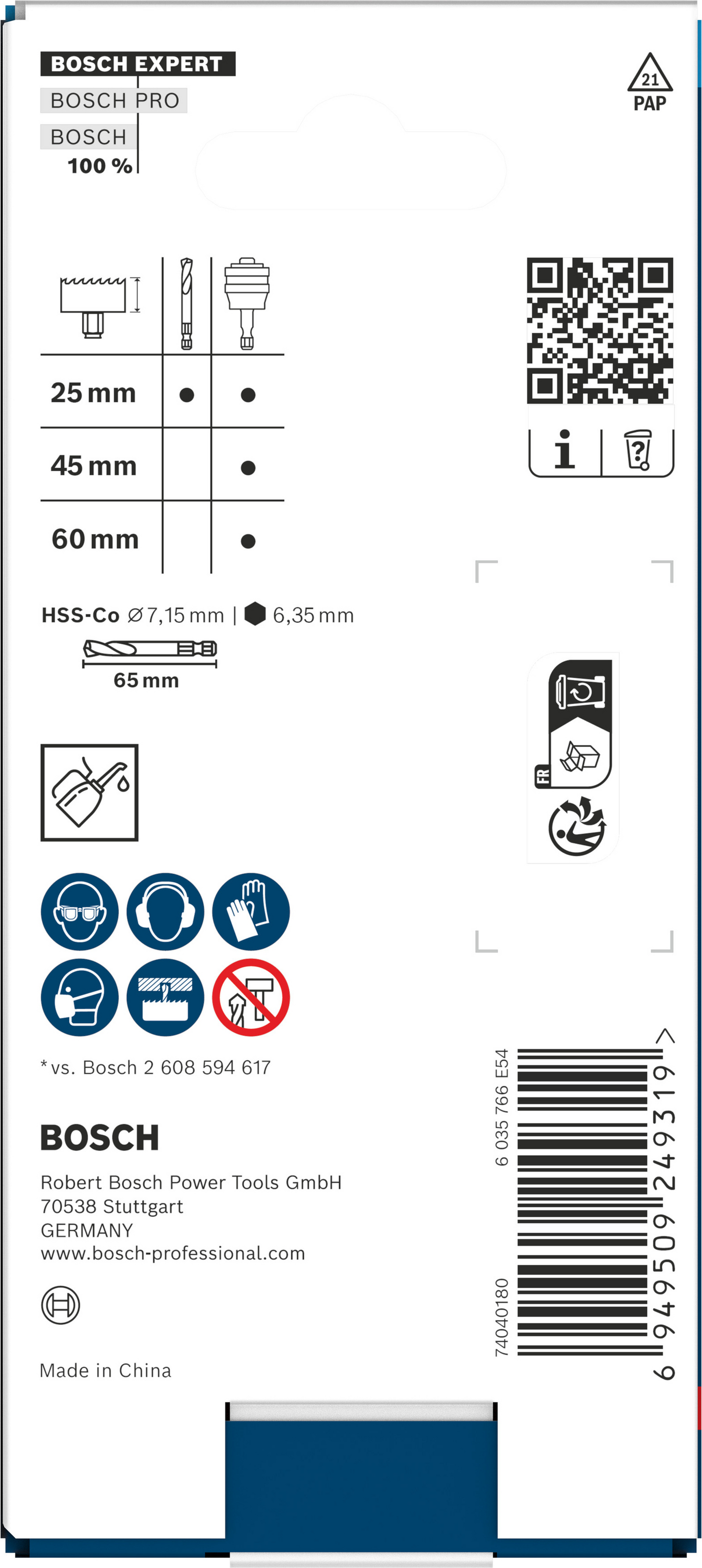Adapteri Bosch EXPERT Power Change Plus 8,7mm HSS-CO 65mm