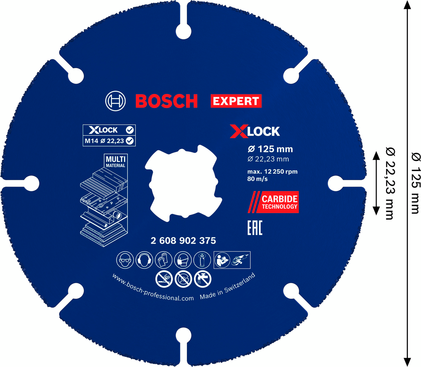 Karbidikatkaisulaikka Bosch EXPERT Multi Material X-Lock 125x22,23mm