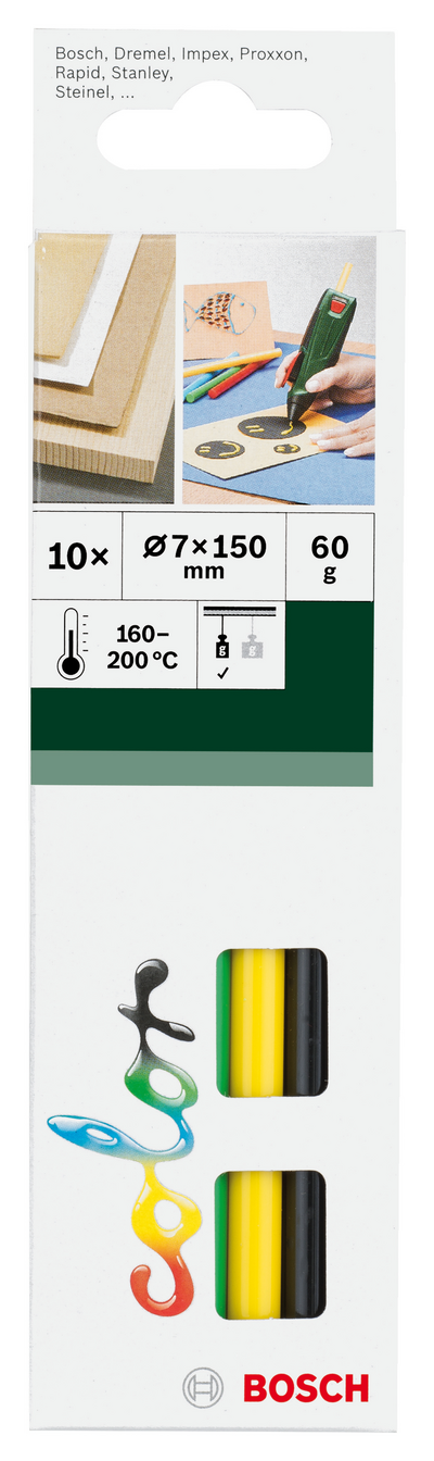 Liimapuikko Bosch pkp 7mm 10 kpl värillinen