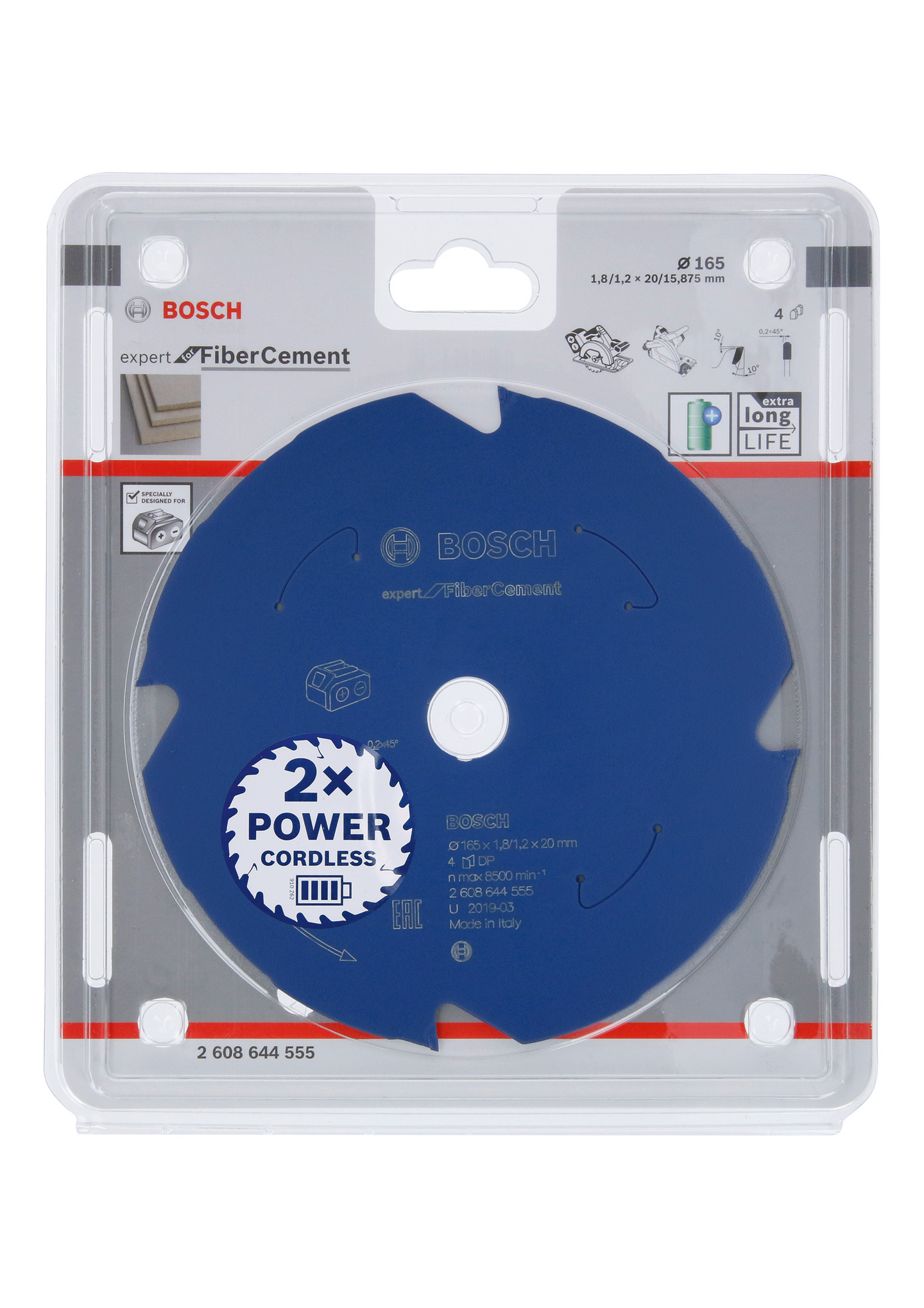 CIRKELSÅGKLINGA BOSCH EXP ACCU FIBERCEM 165X20MM 4T