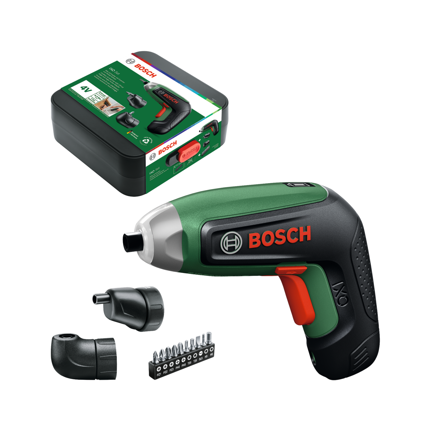 Akkuruuvinväännin Bosch IXO 8 Set 4V 1x2,0Ah + 10kpl kärkiä + 2x vaihtopää