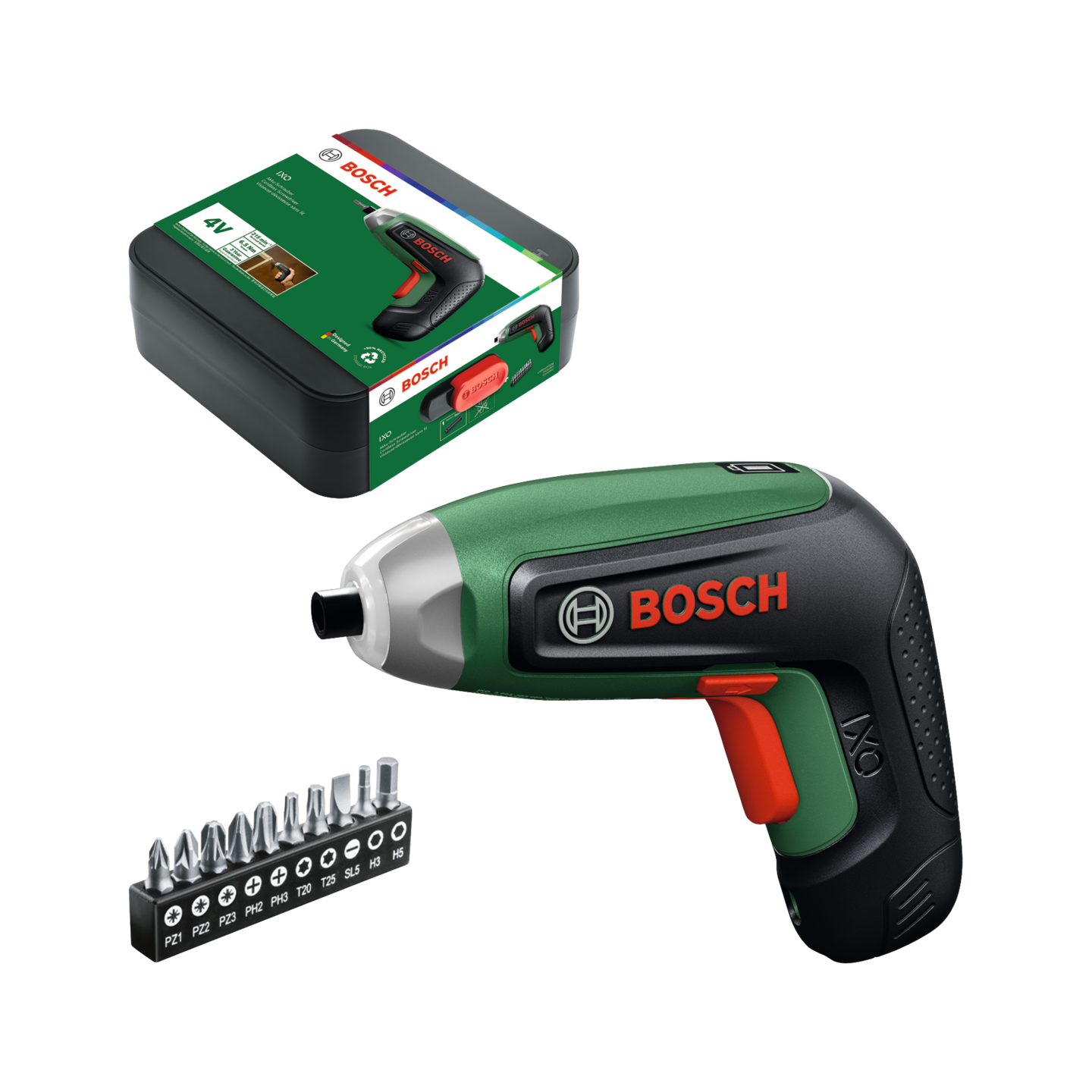 Akkuruuviväännin Bosch IXO 8 Basic 4V 1x2,0Ah + 10kpl ruuvauskärkiä