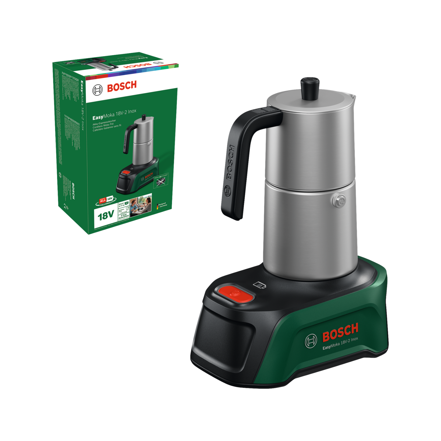 Akkukahvinkeitin Bosch EasyMoka 18V-2 Inox Solo