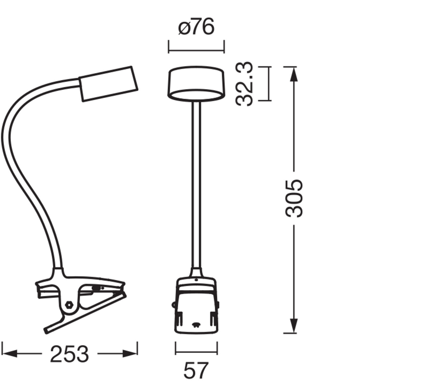 Klipsivalaisin OSRAM Office Line Cylinder Clip 328lm 3000-6500K DIM valkoinen