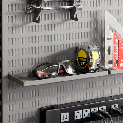 Reunallinen metallihylly säilytystauluun Elfa Garage+ mattegrey 4700118