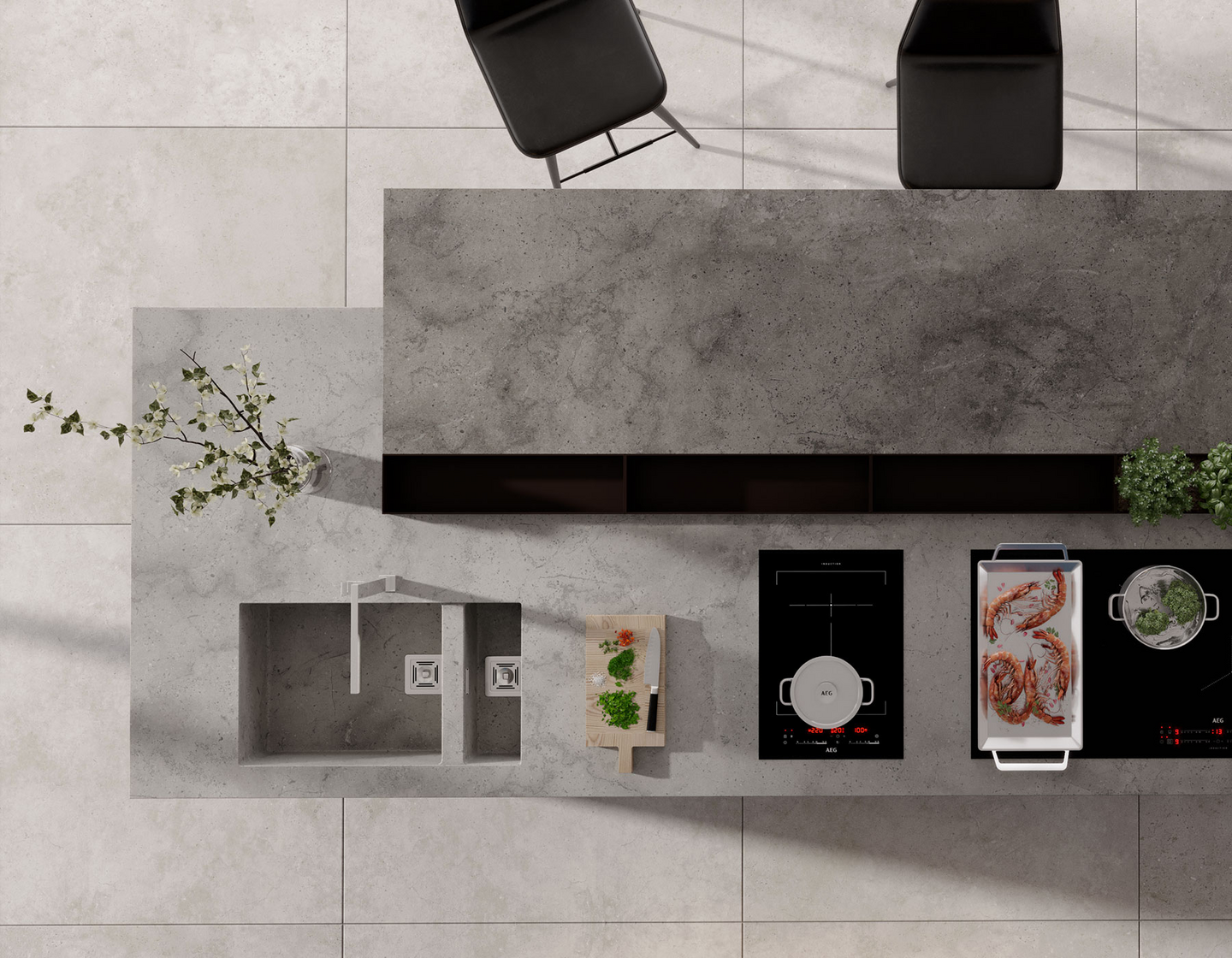 BÄNKSKIVA LAMINAT GRÅ BETONG 2550X635X30MM
