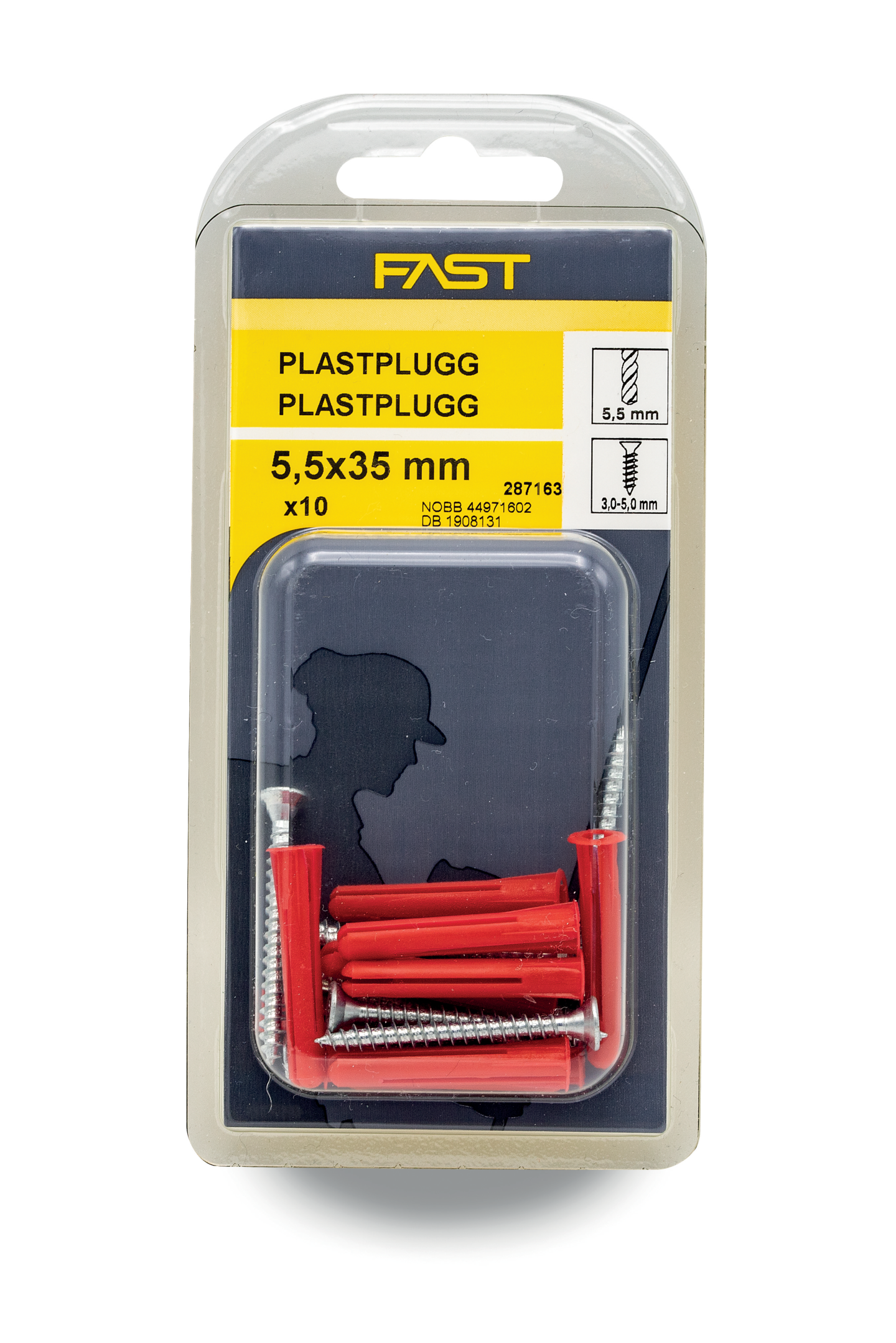PLASTPLUGG FAST 287163 RÖD+SKRUV 10