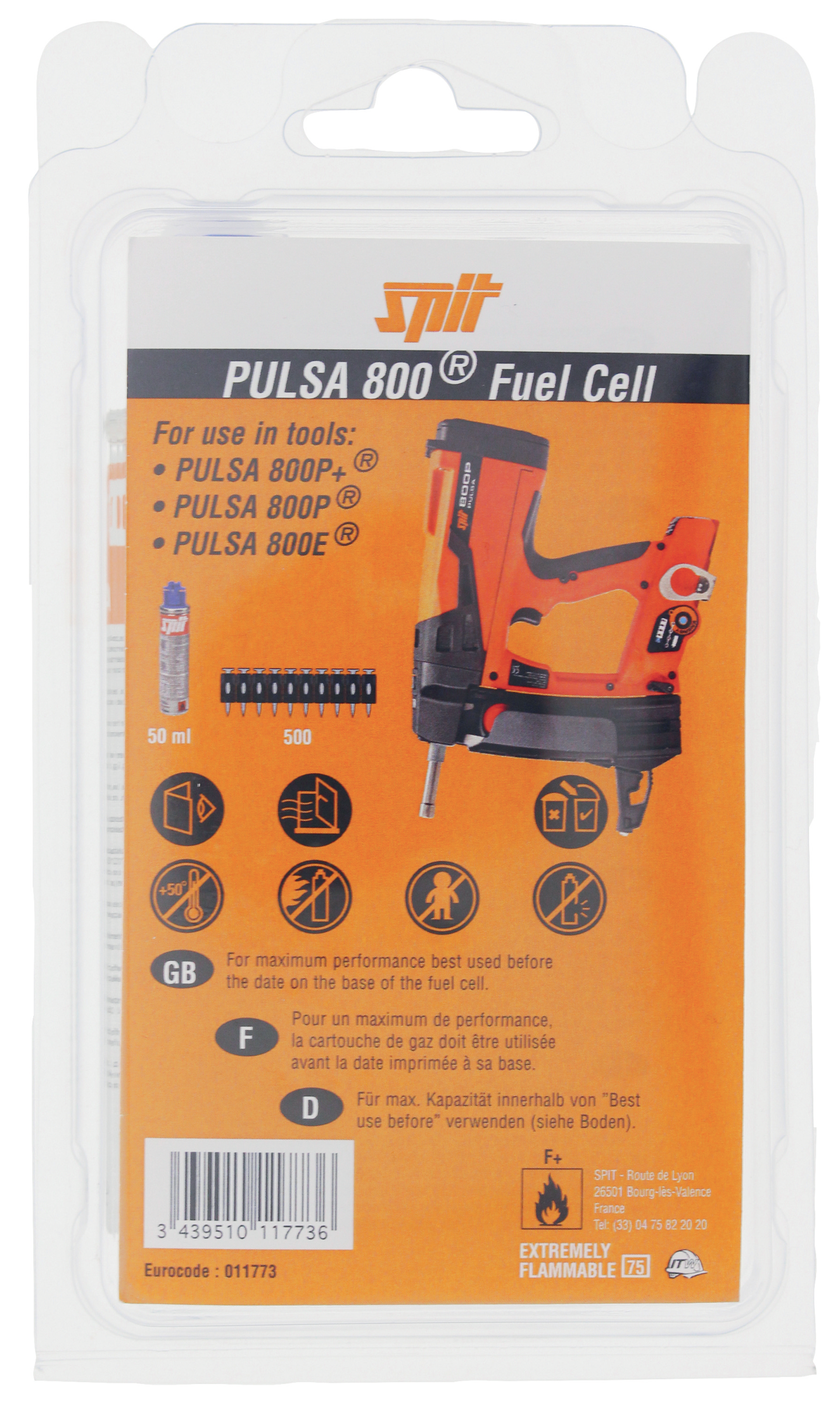 Kaasupatruuna Pulsa 40/800 (2kpl/pak)