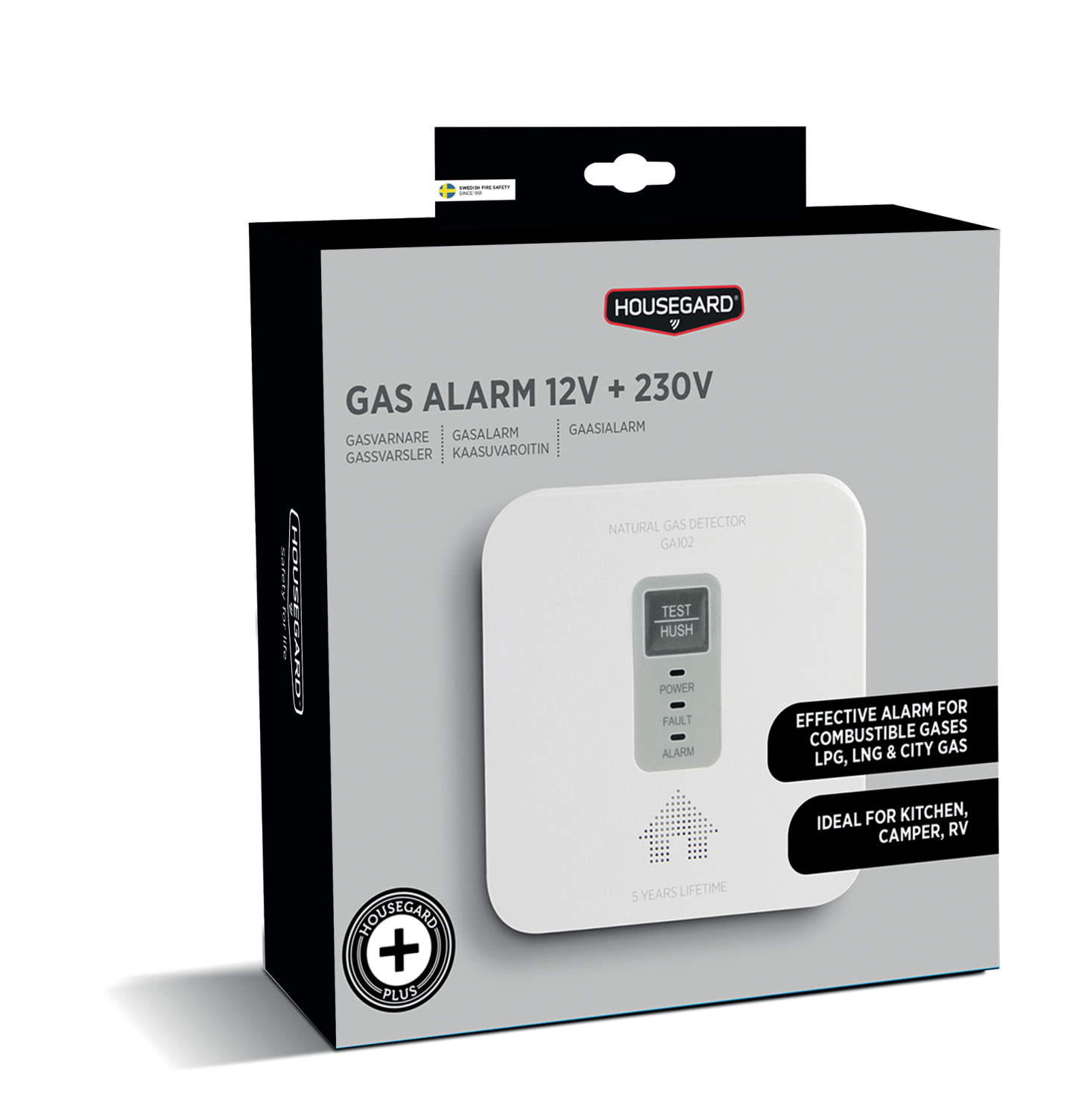 Kaasuvaroitin Housegard 12V/230V adapterilla