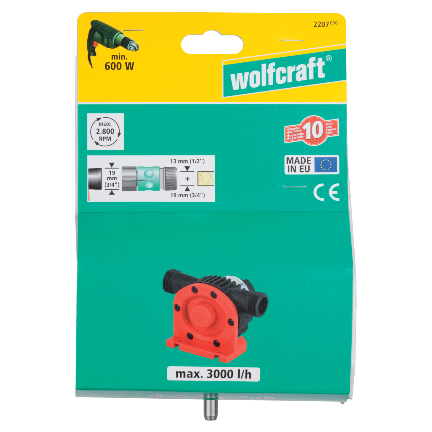 VATTENPUMP 3000 L/H WOLFCRAFT