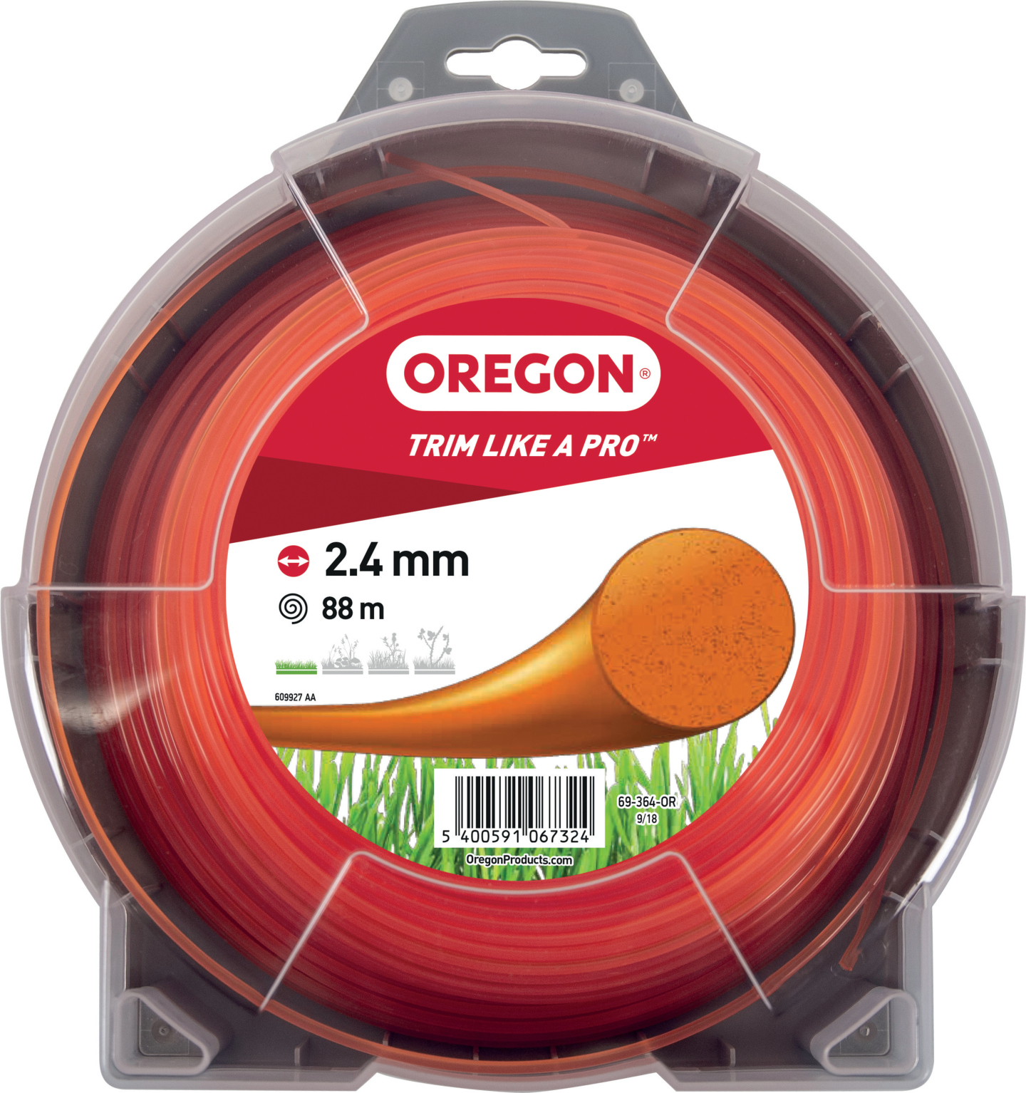 TRIMMERTRÅD OREGON RUND ORANGE 2,4MMX88M