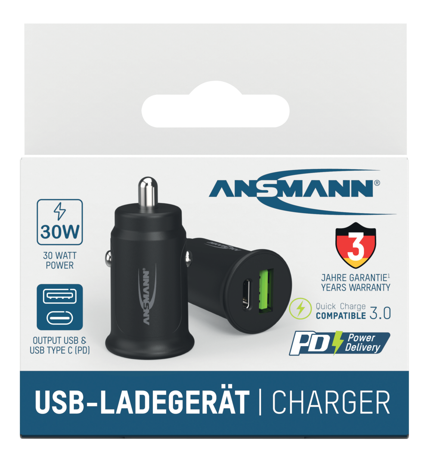 BILLADDARE ANSMANN 1XUSB A+1XUSB C SVA 30W