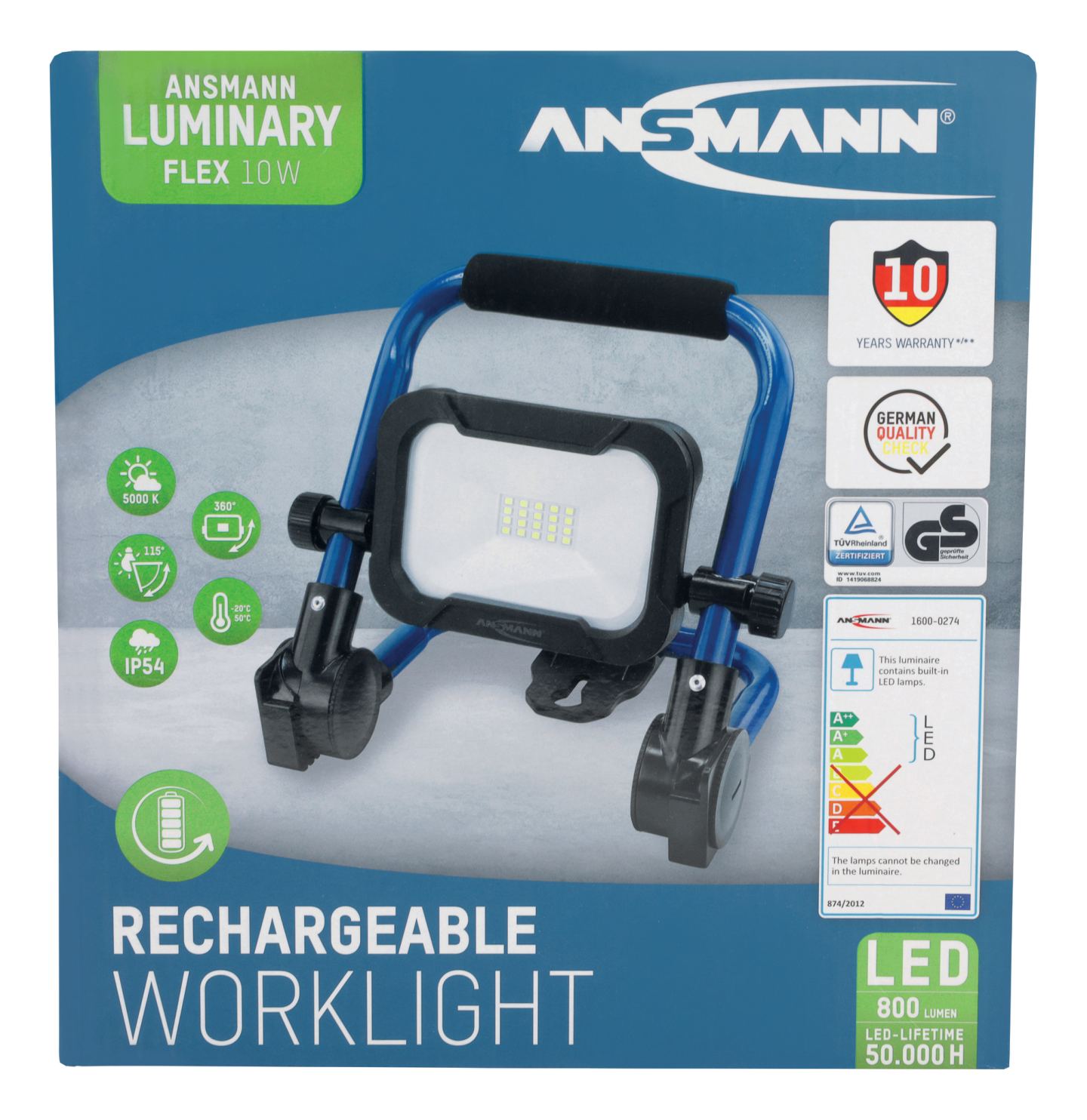ARBETSBELYSNING ANSMANN LED 800LUMEN LADDBAR