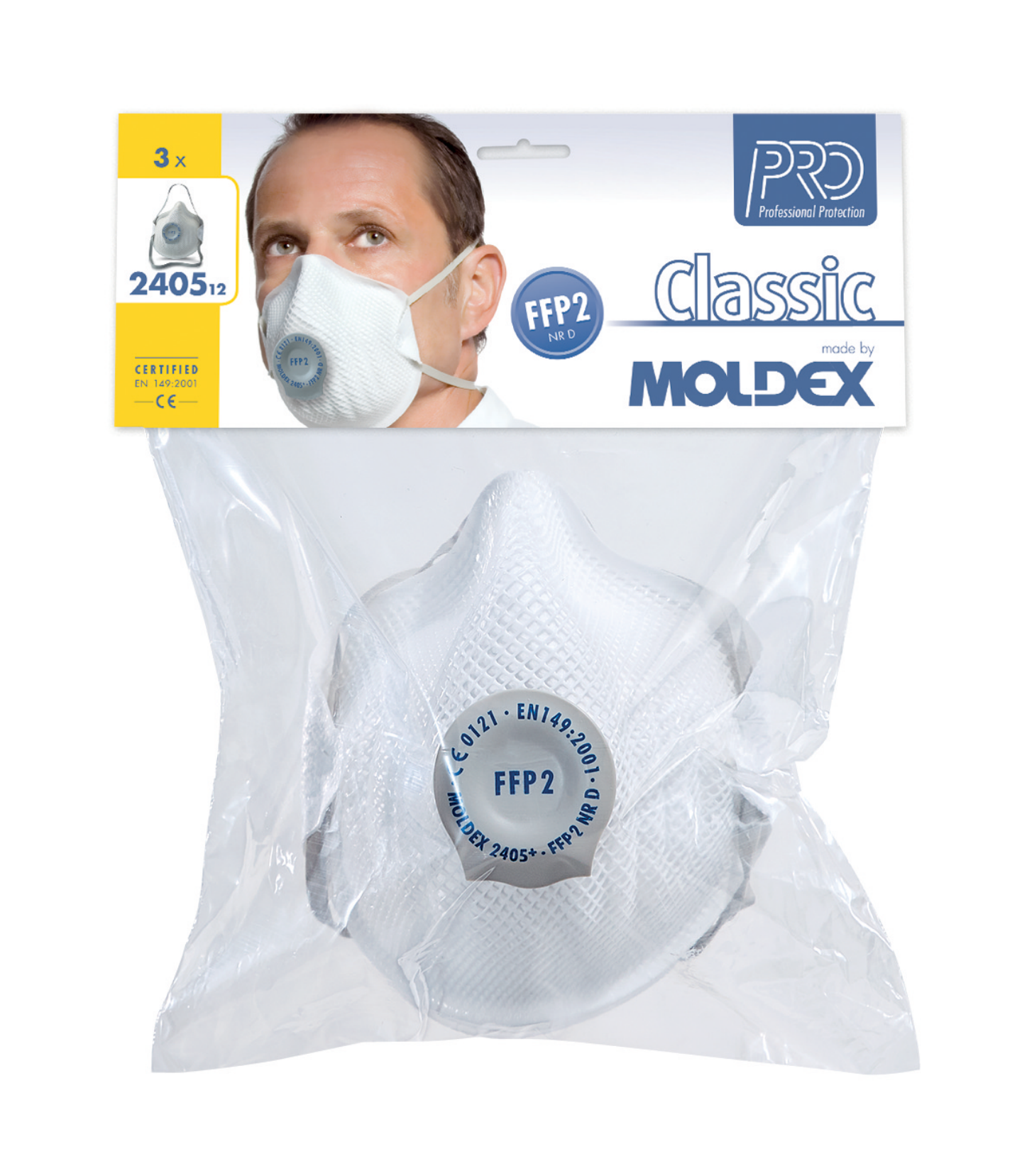 ANDNINGSSKYDD MOLDEX FFP 2 CLASSIC, 3ST
