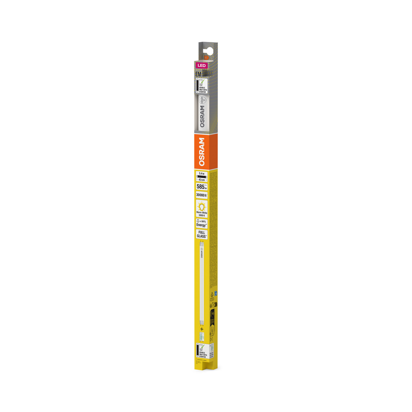 Led-valoputki OSRAM SubstiTUBE T8 EM 438mm 585lm 3000K G13