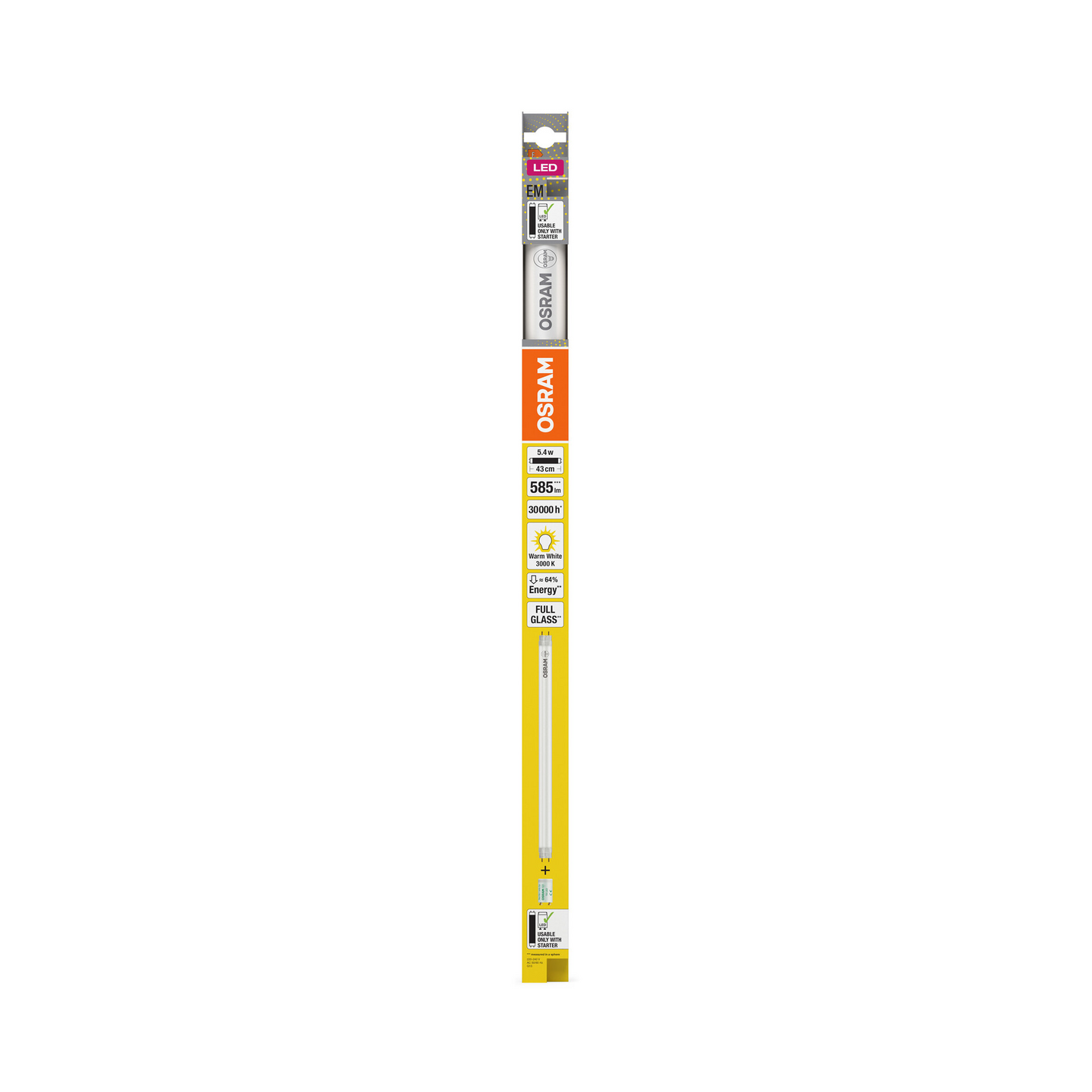 Led-valoputki OSRAM SubstiTUBE T8 EM 438mm 585lm 3000K G13