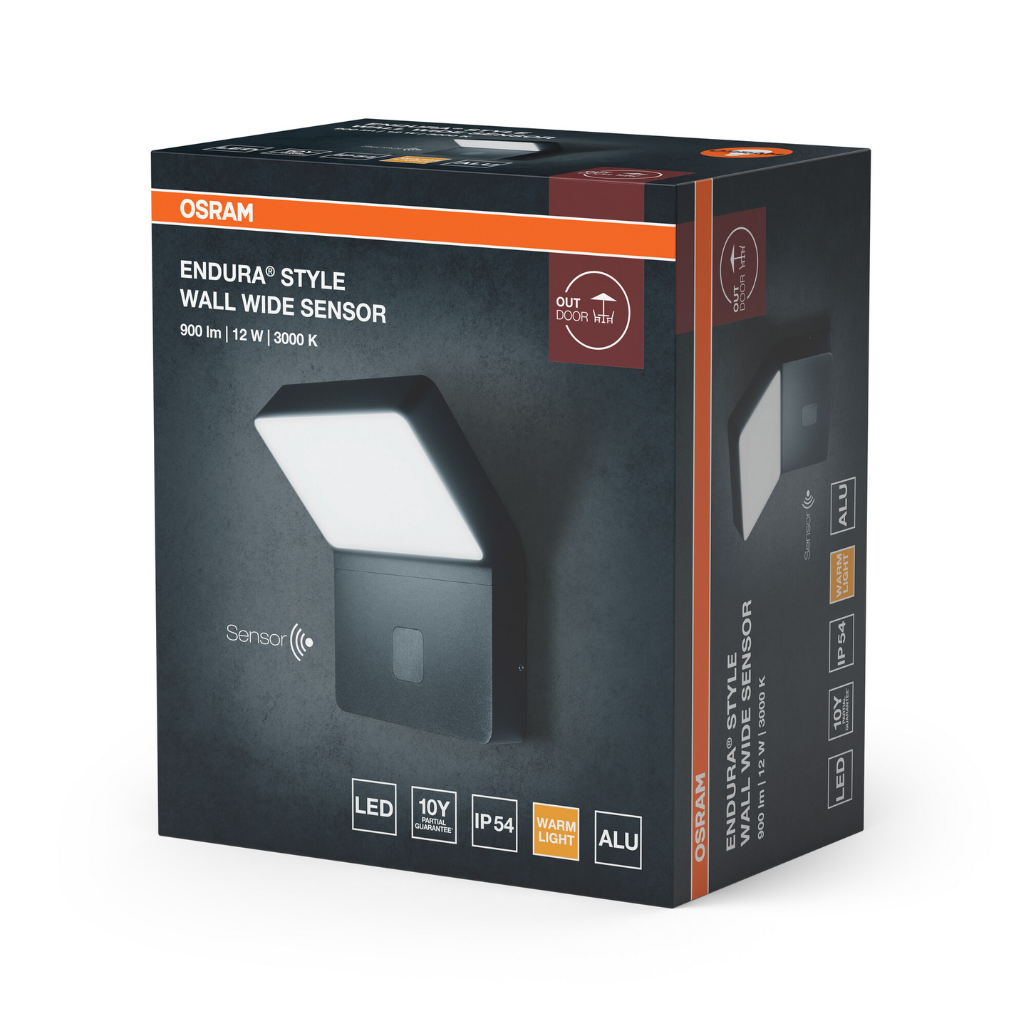 Led-seinävalaisin OSRAM Endura Style Wide 12W 3000K 750lm IP54 tunnistimella