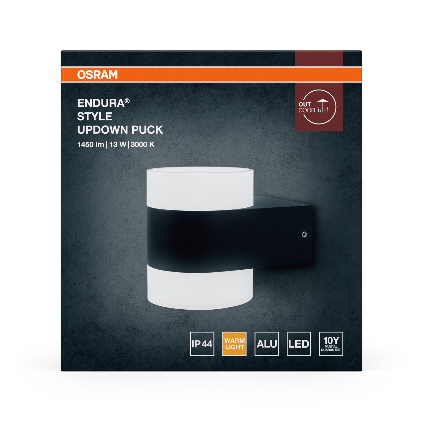 Led-seinävalaisin OSRAM Endura Style Puck 13W 3000K 980lm tumman harmaa