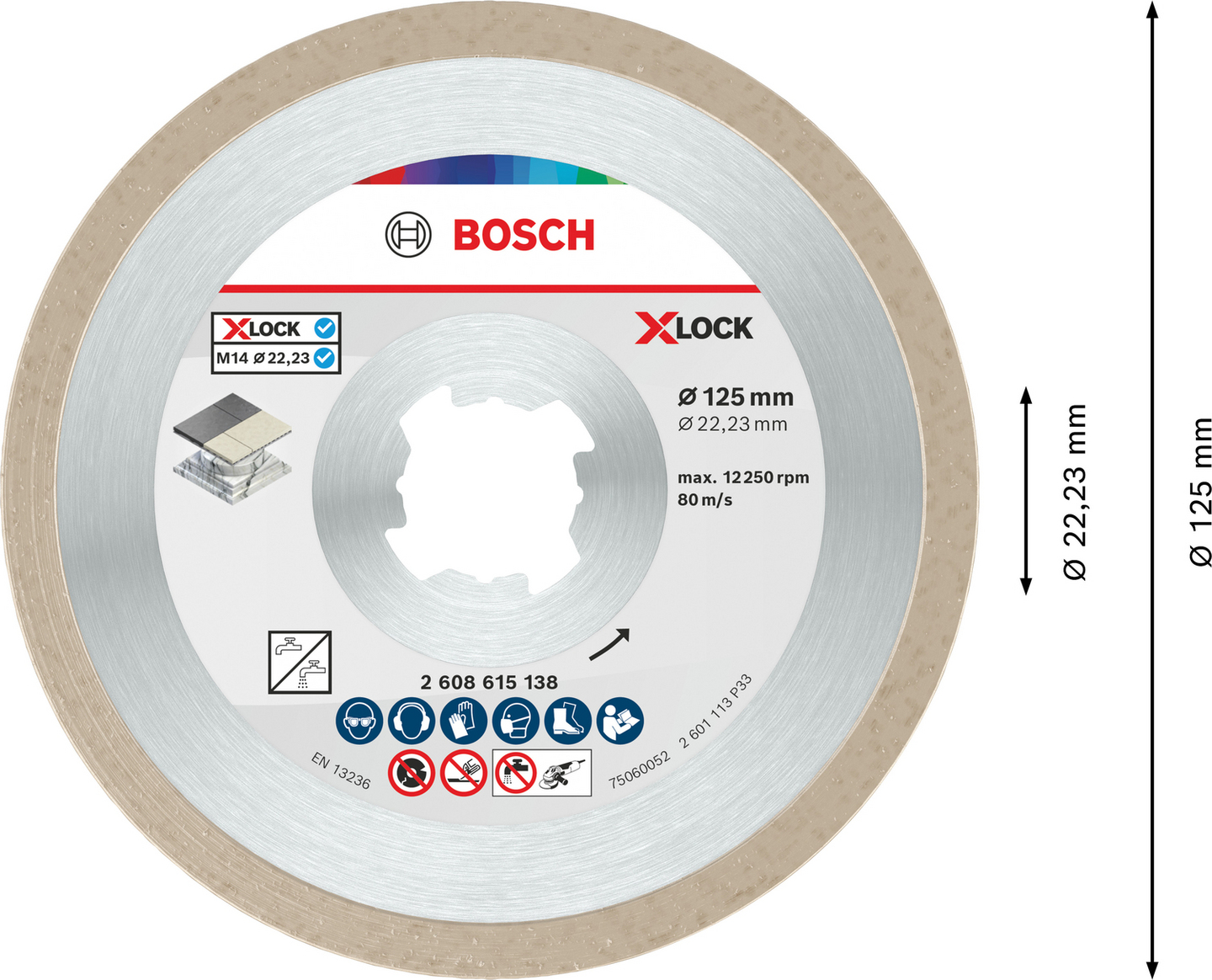 DIAMANTSKIVA BOSCH X-LOCK STD CERAMIC 125XMM