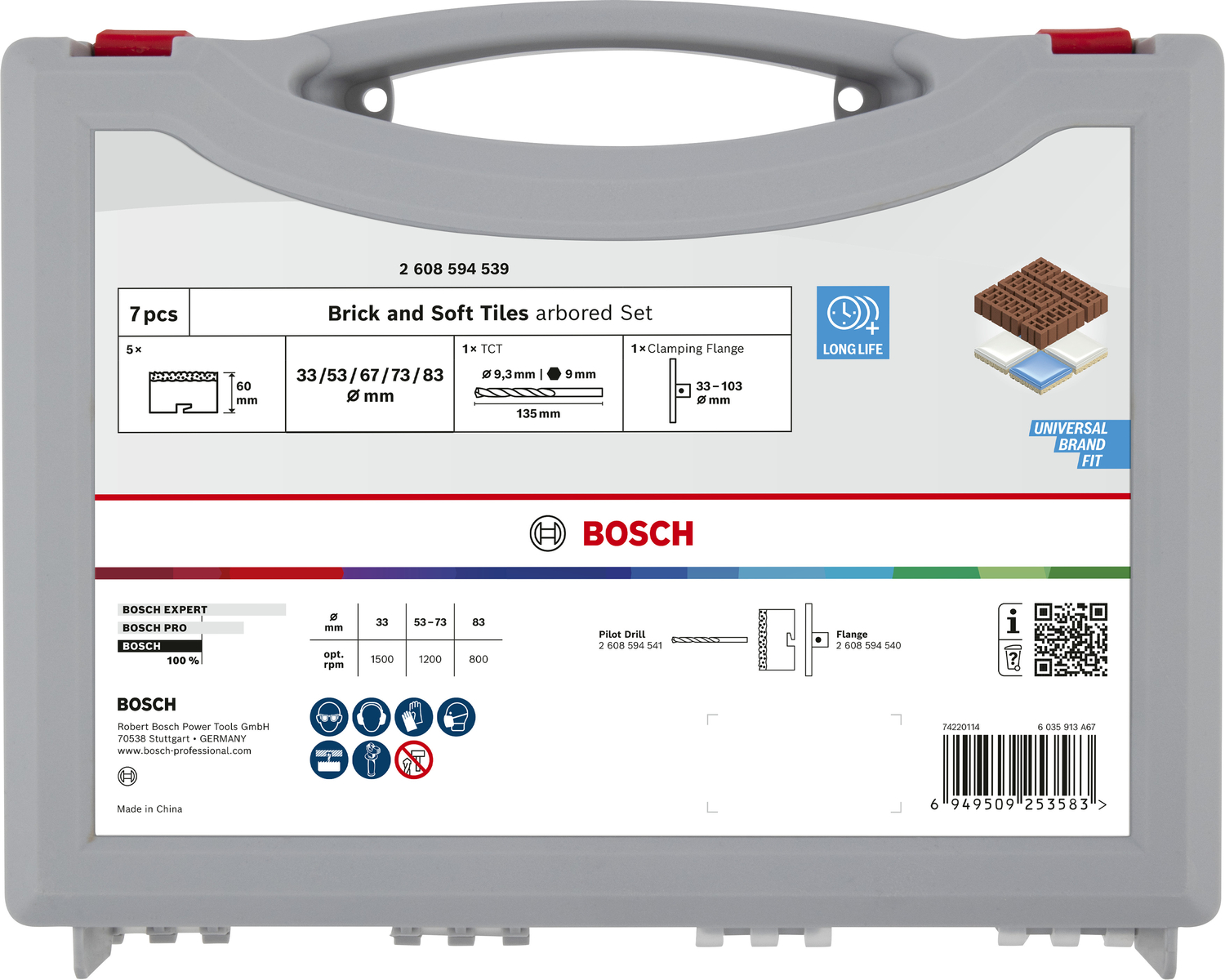 Reikäsahasarja Bosch tiili ja pehmeä laatta 33/53/67/73/83x60mm