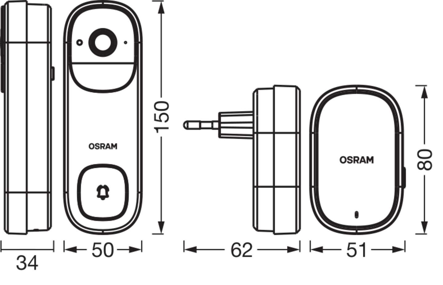 Ovikello OSRAM SMART+ WiFi Doorbell Camera valkoinen