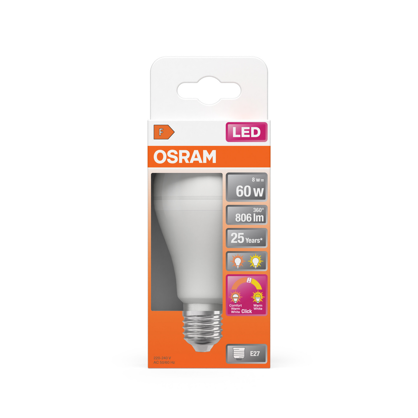 LED-vakiolamppu OSRAM Superstar+ Classic A 806lm 2700K E27 muovi yövalolla